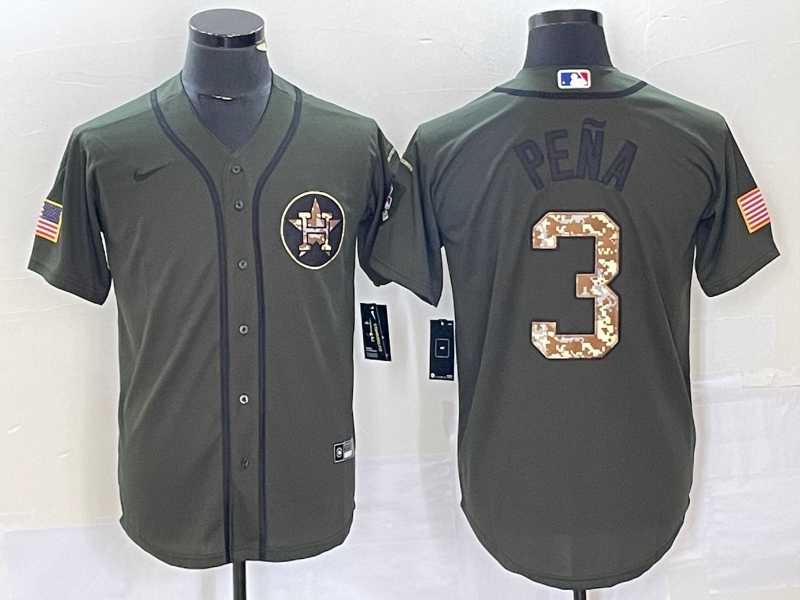 Men%27s Houston Astros #3 Jeremy Pena Green Salute To Service Stitched MLB Cool Base Nike Jersey->cleveland indians->MLB Jersey